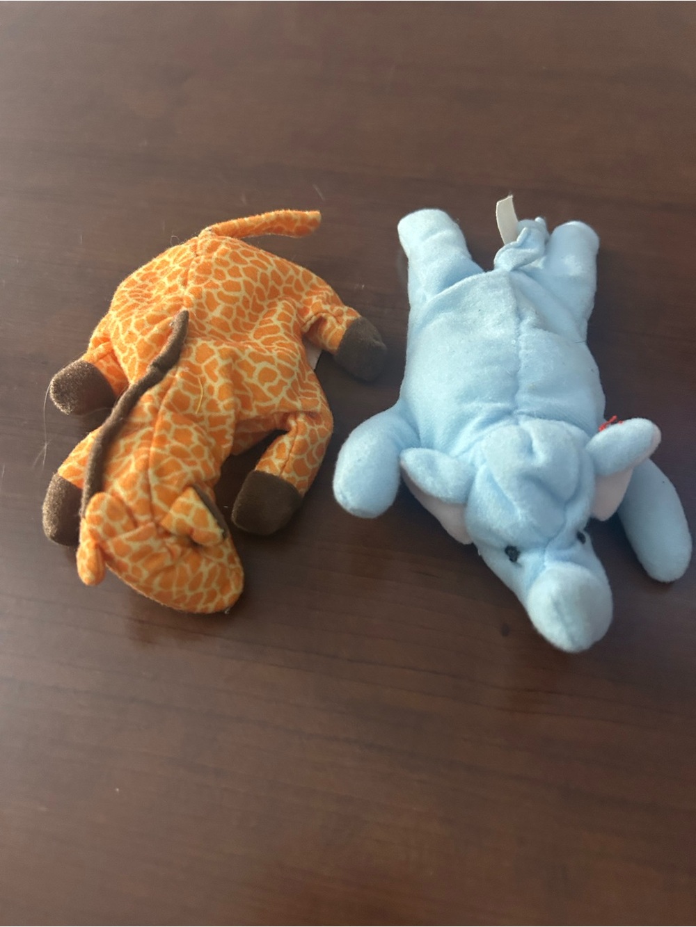 Ty Plush Giraffe and Elephant Set - Orange & Light Blue